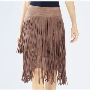 BCBG MaxAzria Suede Fringe Pencil Skirt
